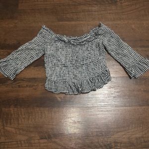 Stretchy black and white off the shoulder top